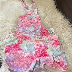 The Children's Place Pink and Blue Patterned Overalls